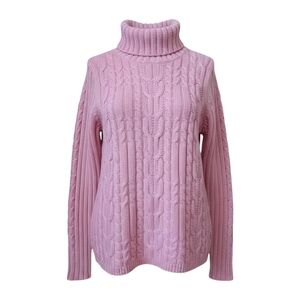Northern Reflections Pink Cable Knit Turtleneck Sweater